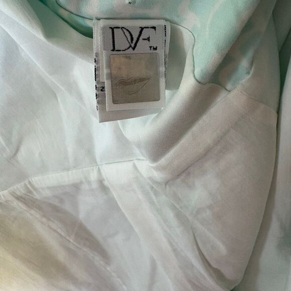 DVF Carol Mini Wrap Cotton Light Blue Aqua Lightweight size 10 Dress V-neck - Picture 6 of 9